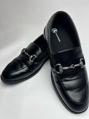 Boys Black Dress Loafers Shoes with Silver Horsebit Detail Size 1 Casual Formal